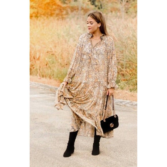 Free People Feeling Groovy Maxi Dress Floral Print Boho V-Neck M - Picture 2 of 11